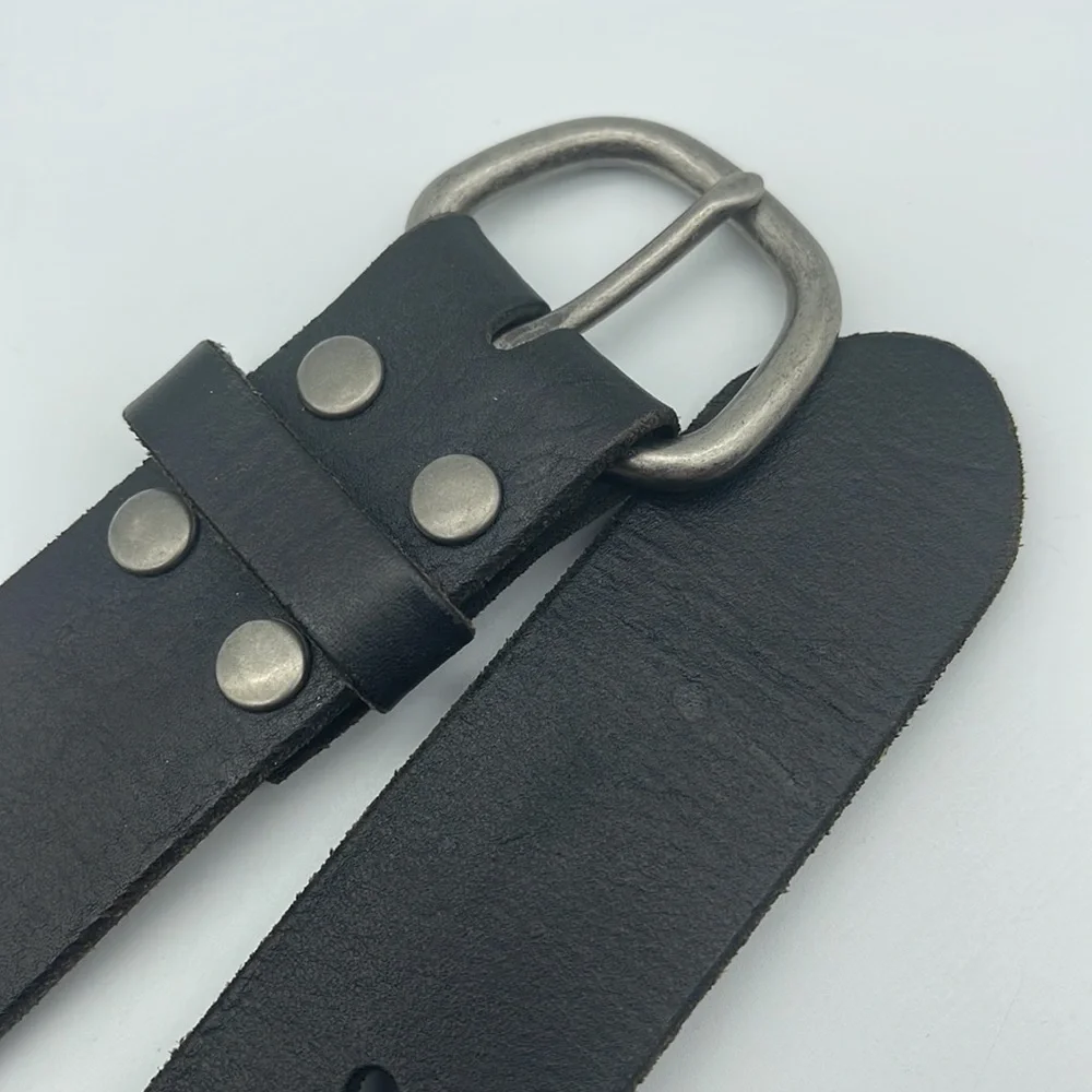 Stamp 10 Black Leather Belt Braided Moto Biker Goth Sz L